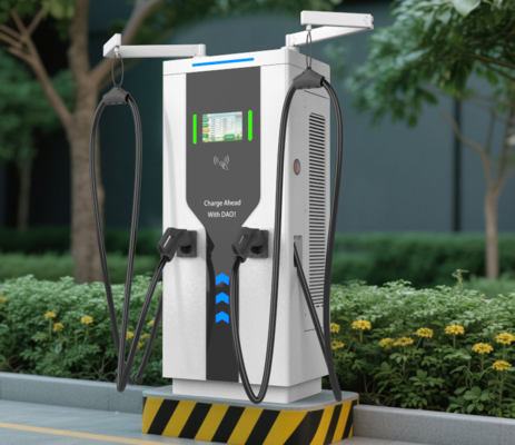 주문 스마트 120kW DC 충전 스파일. 상업용 전기차용. 터치 컨트롤과 케이블 와이더 시스템. online manufacture